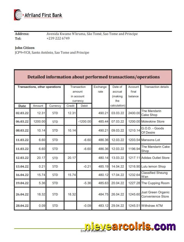 Sao Tome and Principe Afriland First Bank statement.pdf